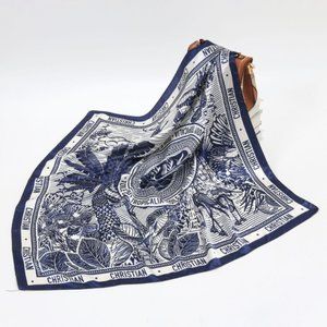 Blue geometric print square scarf